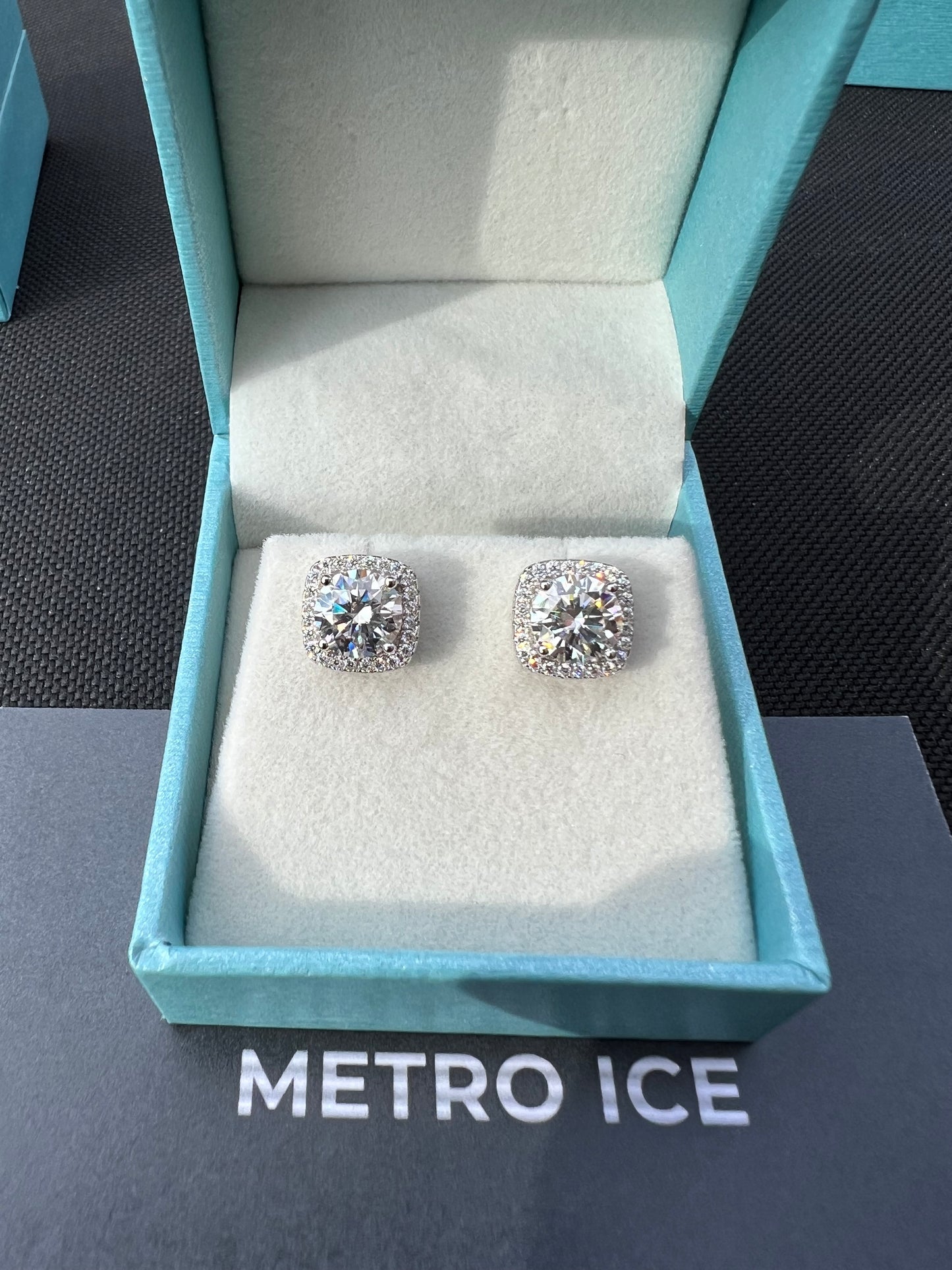 Moissanite Halo Earrings