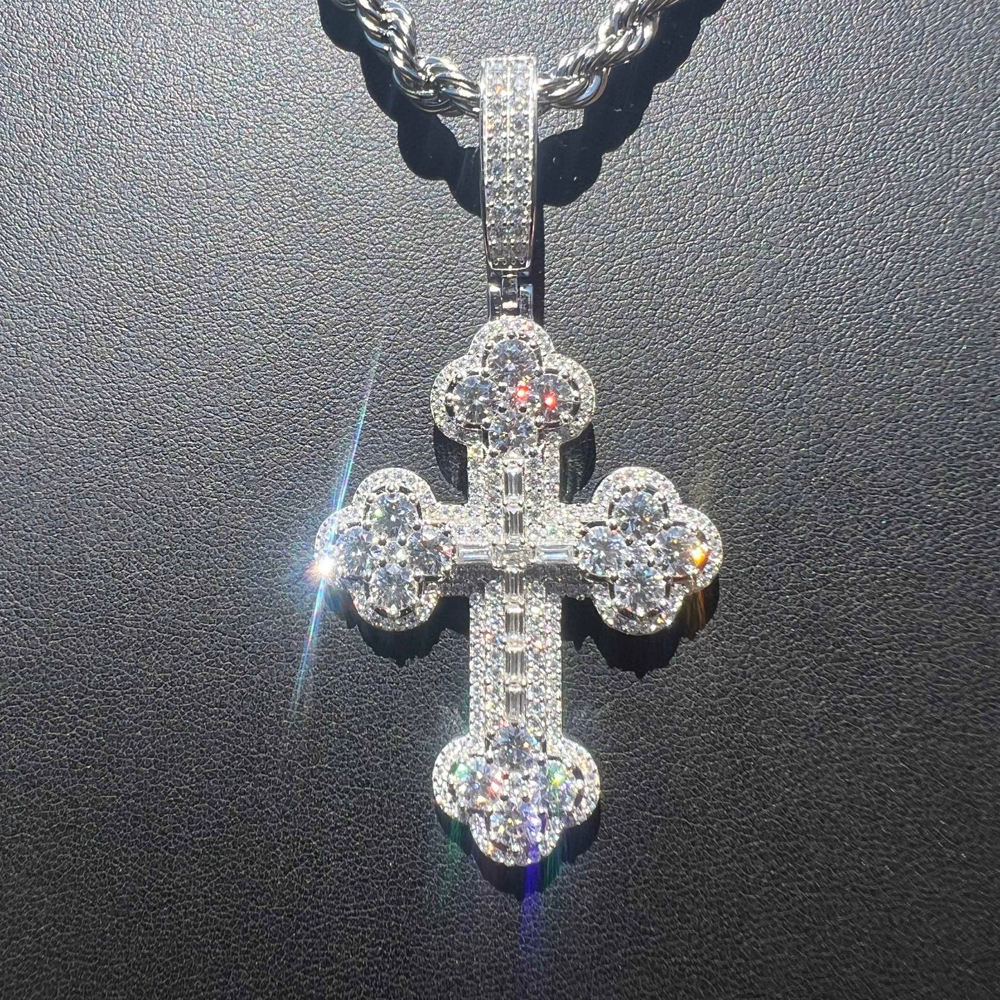 VVS Moissanite Clustered Cross Pendant