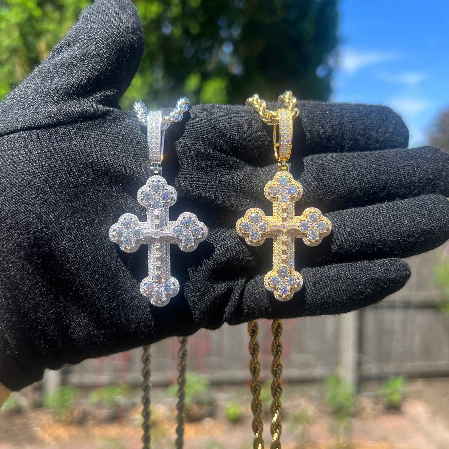 VVS Moissanite Clustered Cross Pendant