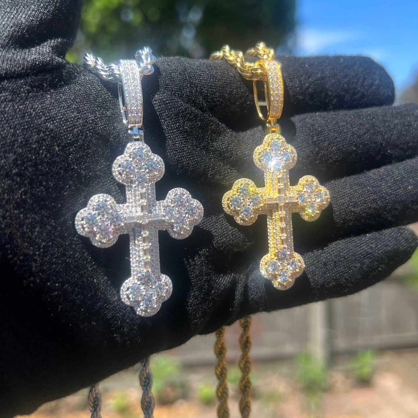 VVS Moissanite Clustered Cross Pendant