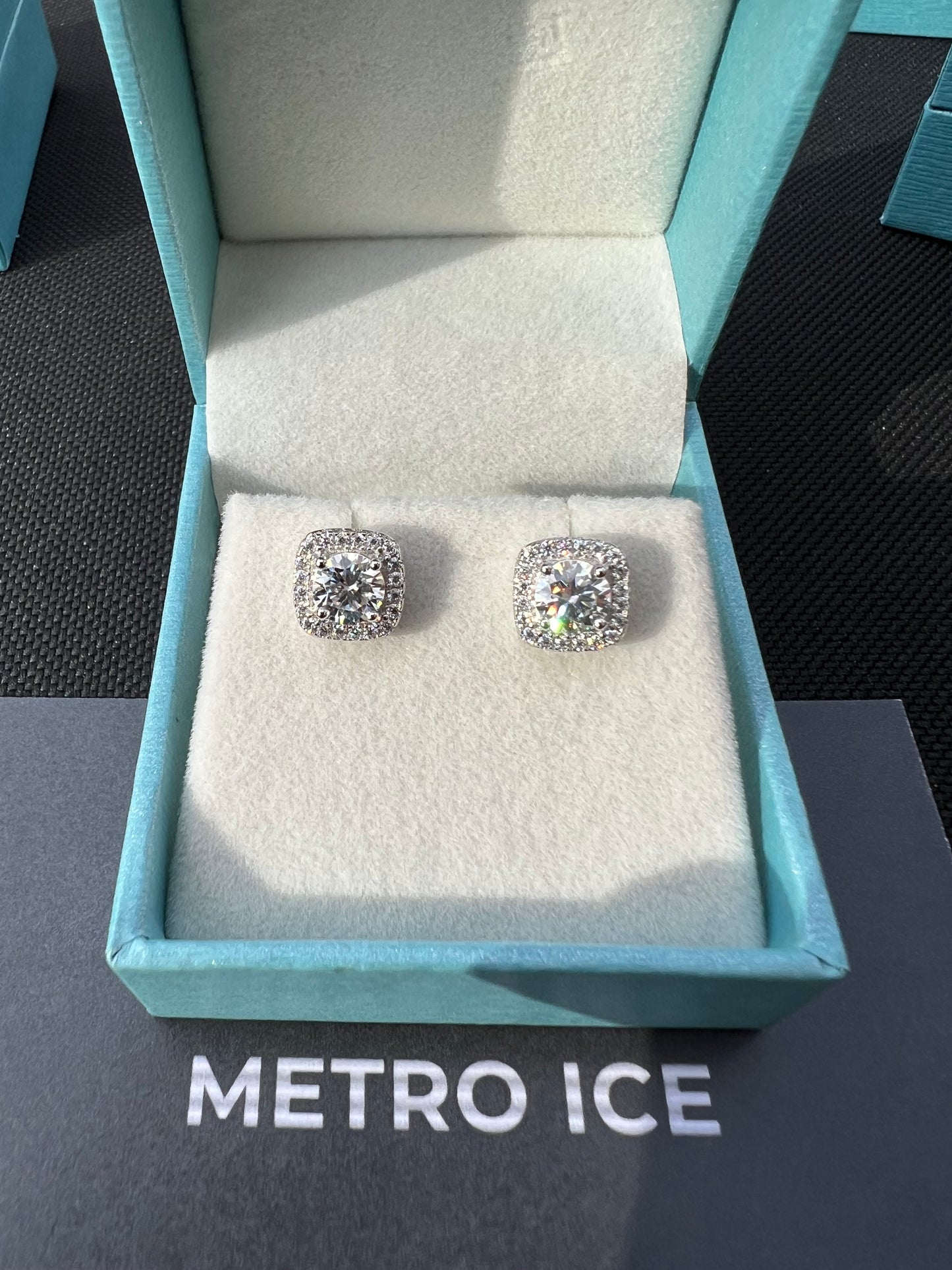 Moissanite Halo Earrings