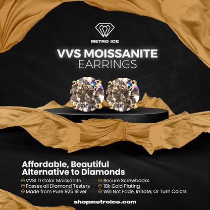 VVS Moissanite Screwback Earrings