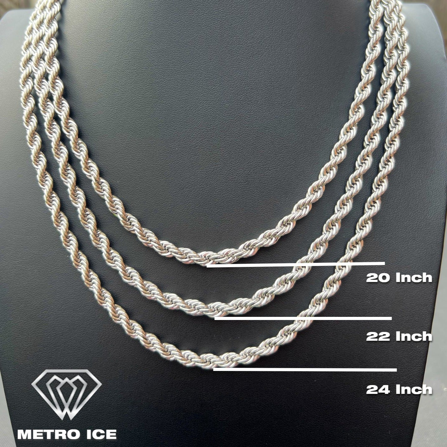 White Gold Rope Chains – Metro Ice